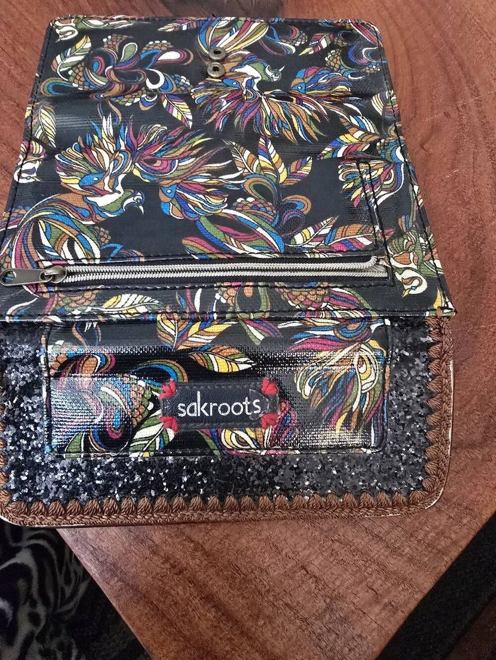 Sakroots Black Floral Multicolor Fold-Over Wallet